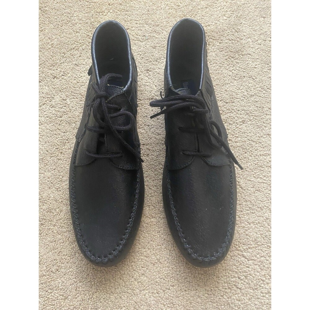 Vintage Hunters Run Black Leather Lace-Up Chukka Ankle Boots Size 11 WW